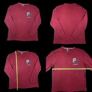 Tommy Hilfiger Sweatshirt Mens XL Burgundy Long Sleeve 85 Logo Crew Neck Cotton